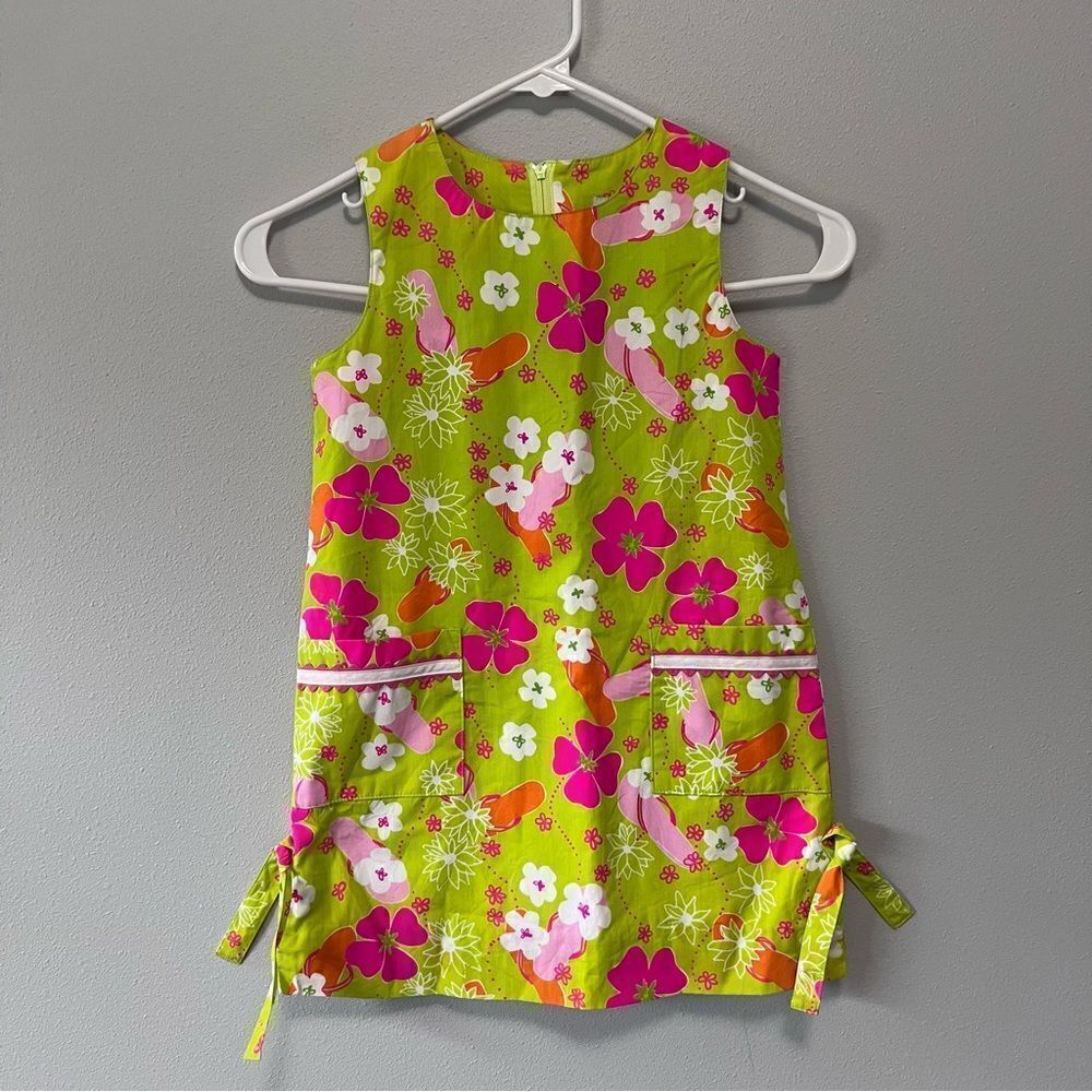 Lilly Pulitzer Floral Flip Flop Shift Dress Size 5